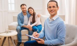 male psychologist with clients
